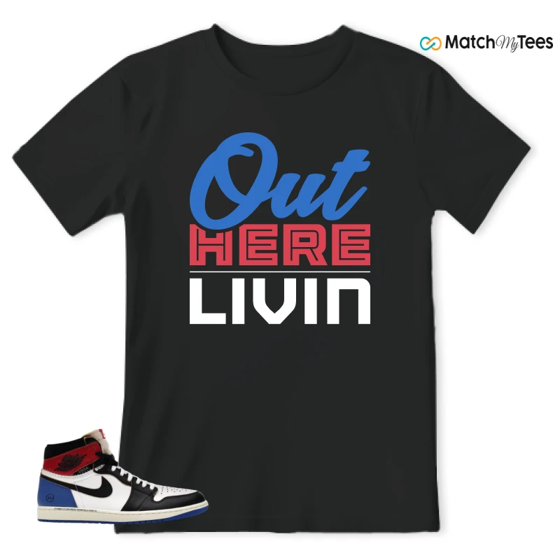 NIKE AIR JORDAN 1 RETRO HIGH OG SP FRAGMENT X UNION LA VARSITY RED SPORT ROYAL SNEAKER Matching Tees t-shirt