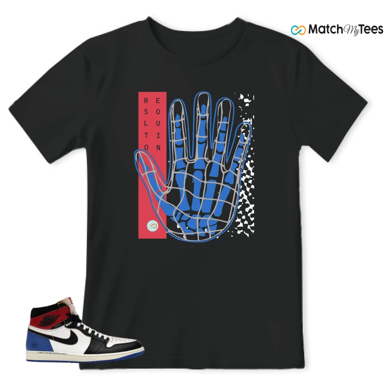 NIKE AIR JORDAN 1 RETRO HIGH OG SP FRAGMENT X UNION LA VARSITY RED SPORT ROYAL SNEAKER Matching Tees t-shirt