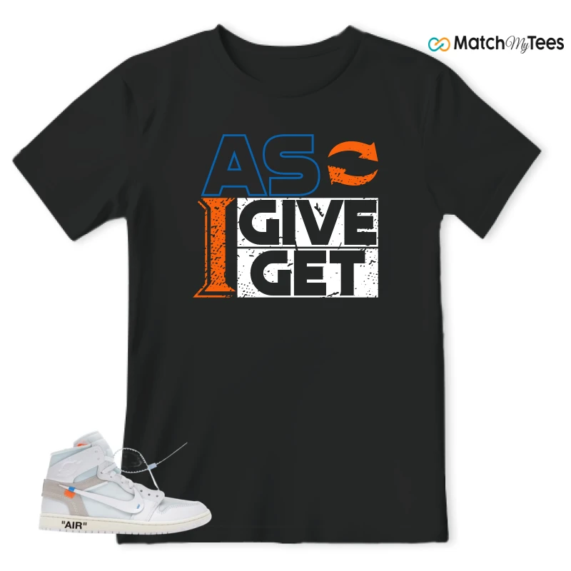 NIKE AIR JORDAN 1 RETRO HIGH VIRGIL ABLOH ARCHIVE ALASKA SNEAKER Matching Tees t-shirt