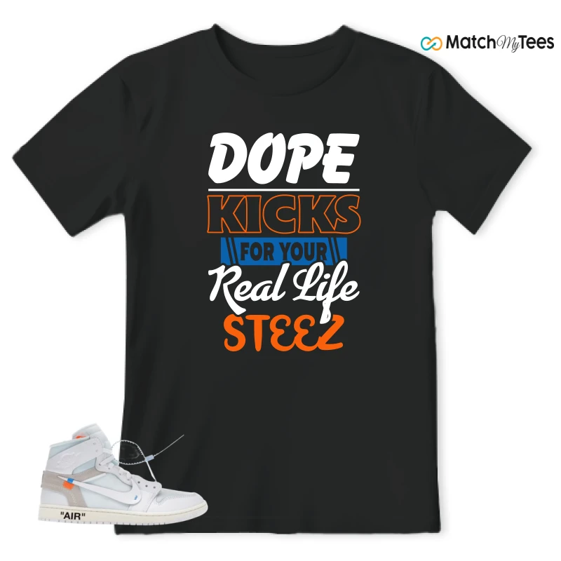 NIKE AIR JORDAN 1 RETRO HIGH VIRGIL ABLOH ARCHIVE ALASKA SNEAKER Matching Tees t-shirt