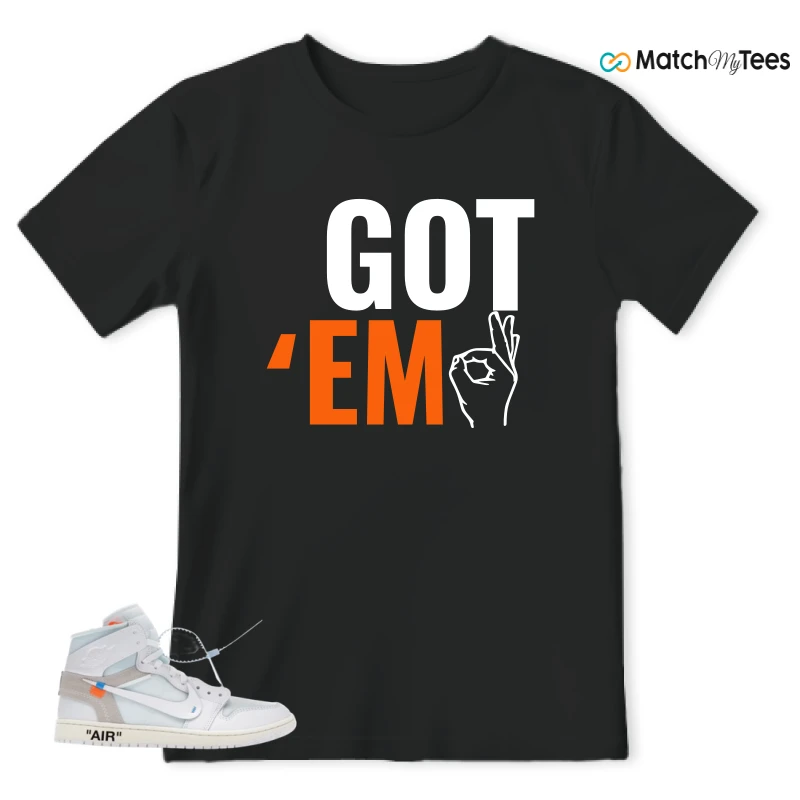 NIKE AIR JORDAN 1 RETRO HIGH VIRGIL ABLOH ARCHIVE ALASKA SNEAKER Matching Tees t-shirt
