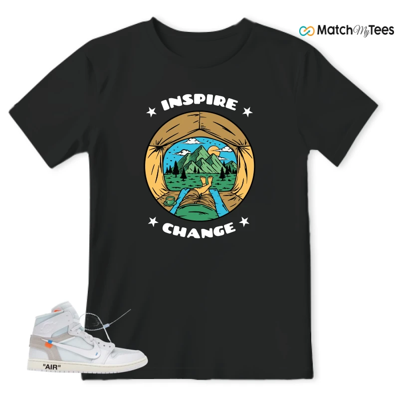 NIKE AIR JORDAN 1 RETRO HIGH VIRGIL ABLOH ARCHIVE ALASKA SNEAKER Matching Tees t-shirt