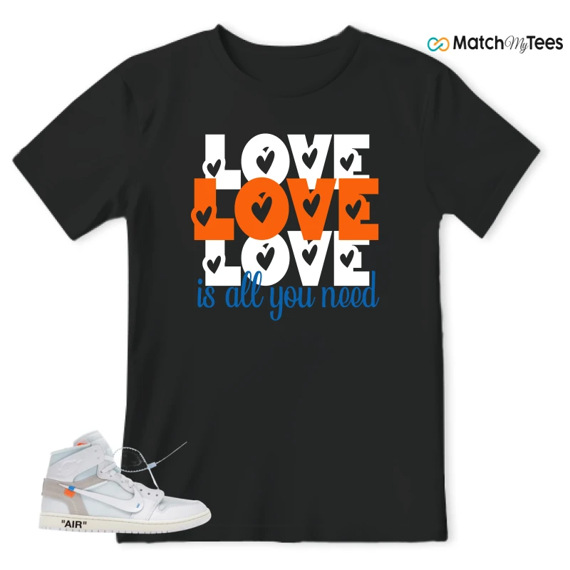 NIKE AIR JORDAN 1 RETRO HIGH VIRGIL ABLOH ARCHIVE ALASKA SNEAKER Matching Tees t-shirt