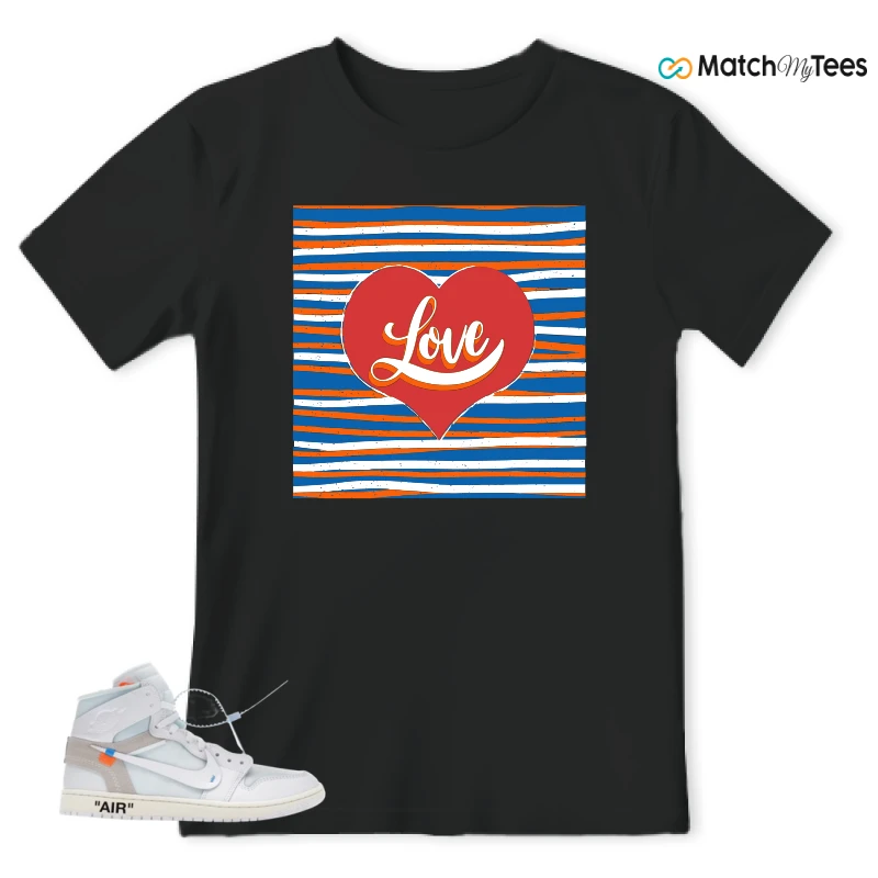 NIKE AIR JORDAN 1 RETRO HIGH VIRGIL ABLOH ARCHIVE ALASKA SNEAKER Matching Tees t-shirt