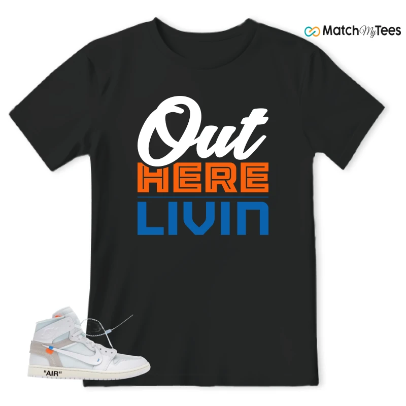 NIKE AIR JORDAN 1 RETRO HIGH VIRGIL ABLOH ARCHIVE ALASKA SNEAKER Matching Tees t-shirt