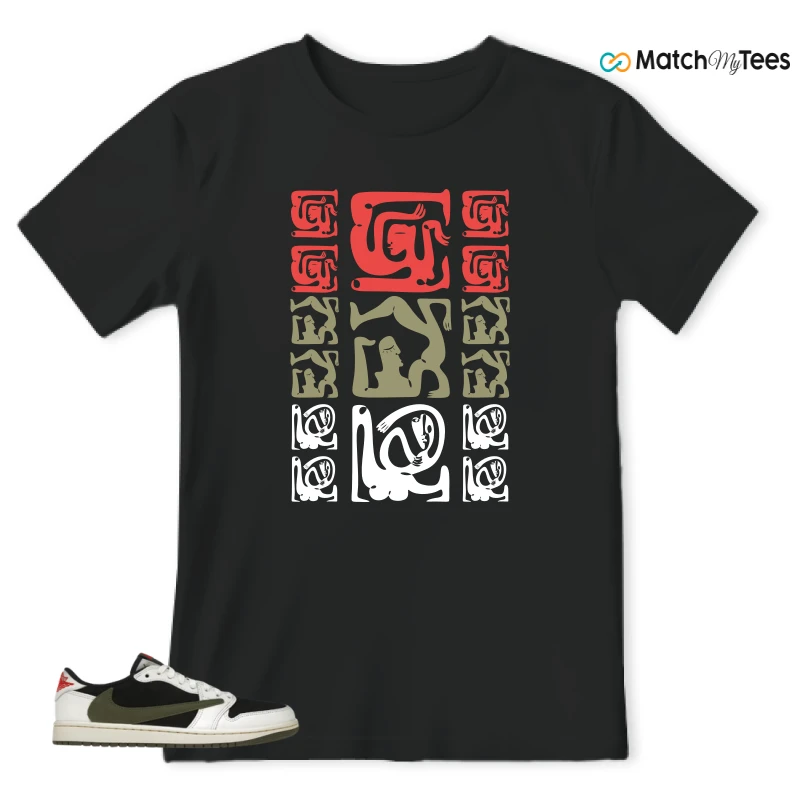 NIKE AIR JORDAN 1 RETRO LOW OG SP TRAVIS SCOTT OLIVE SNEAKER Matching Tees t-shirt