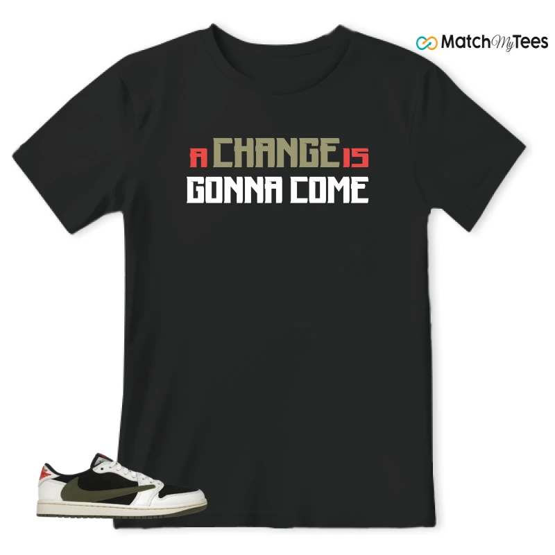 NIKE AIR JORDAN 1 RETRO LOW OG SP TRAVIS SCOTT OLIVE SNEAKER Matching Tees t-shirt
