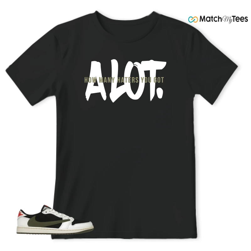 NIKE AIR JORDAN 1 RETRO LOW OG SP TRAVIS SCOTT OLIVE SNEAKER Matching Tees t-shirt