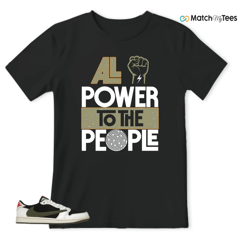 NIKE AIR JORDAN 1 RETRO LOW OG SP TRAVIS SCOTT OLIVE SNEAKER Matching Tees t-shirt