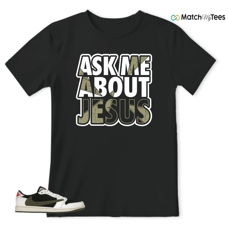 NIKE AIR JORDAN 1 RETRO LOW OG SP TRAVIS SCOTT OLIVE SNEAKER Matching Tees t-shirt