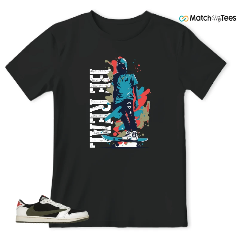 NIKE AIR JORDAN 1 RETRO LOW OG SP TRAVIS SCOTT OLIVE SNEAKER Matching Tees t-shirt