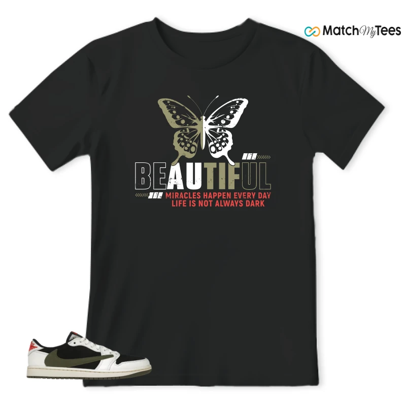 NIKE AIR JORDAN 1 RETRO LOW OG SP TRAVIS SCOTT OLIVE SNEAKER Matching Tees t-shirt