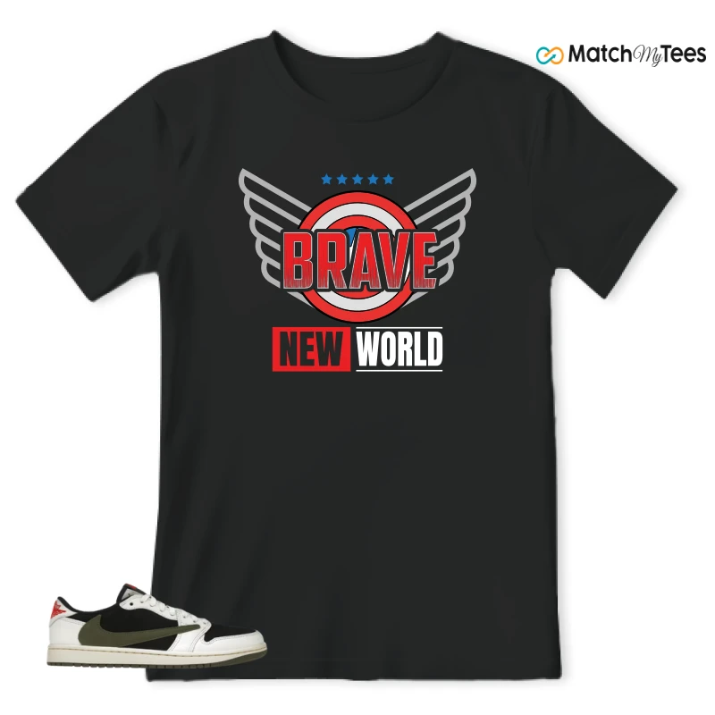 NIKE AIR JORDAN 1 RETRO LOW OG SP TRAVIS SCOTT OLIVE SNEAKER Matching Tees t-shirt
