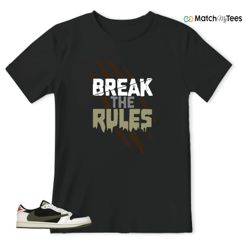 NIKE AIR JORDAN 1 RETRO LOW OG SP TRAVIS SCOTT OLIVE SNEAKER Matching Tees t-shirt