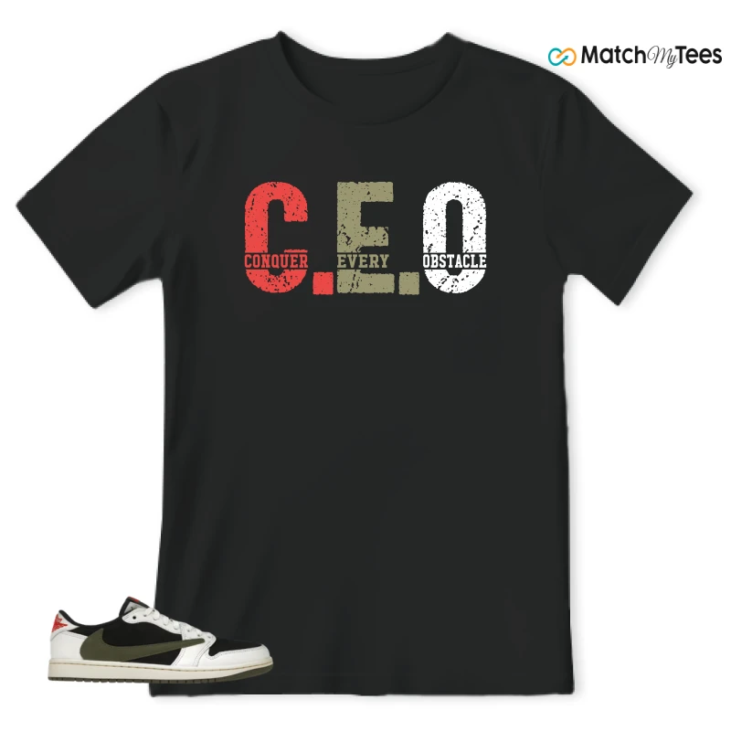 NIKE AIR JORDAN 1 RETRO LOW OG SP TRAVIS SCOTT OLIVE SNEAKER Matching Tees t-shirt