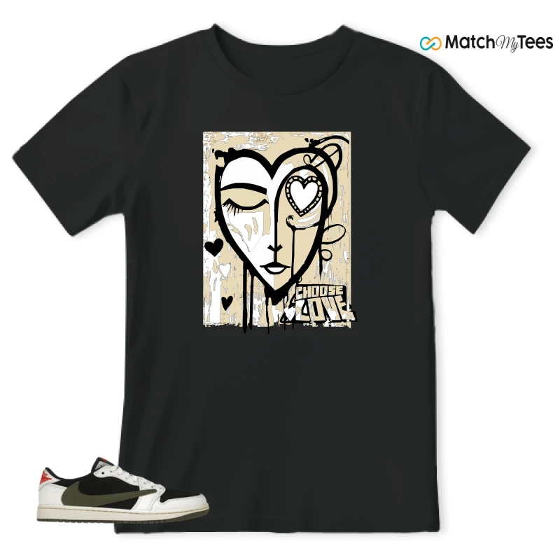 NIKE AIR JORDAN 1 RETRO LOW OG SP TRAVIS SCOTT OLIVE SNEAKER Matching Tees t-shirt