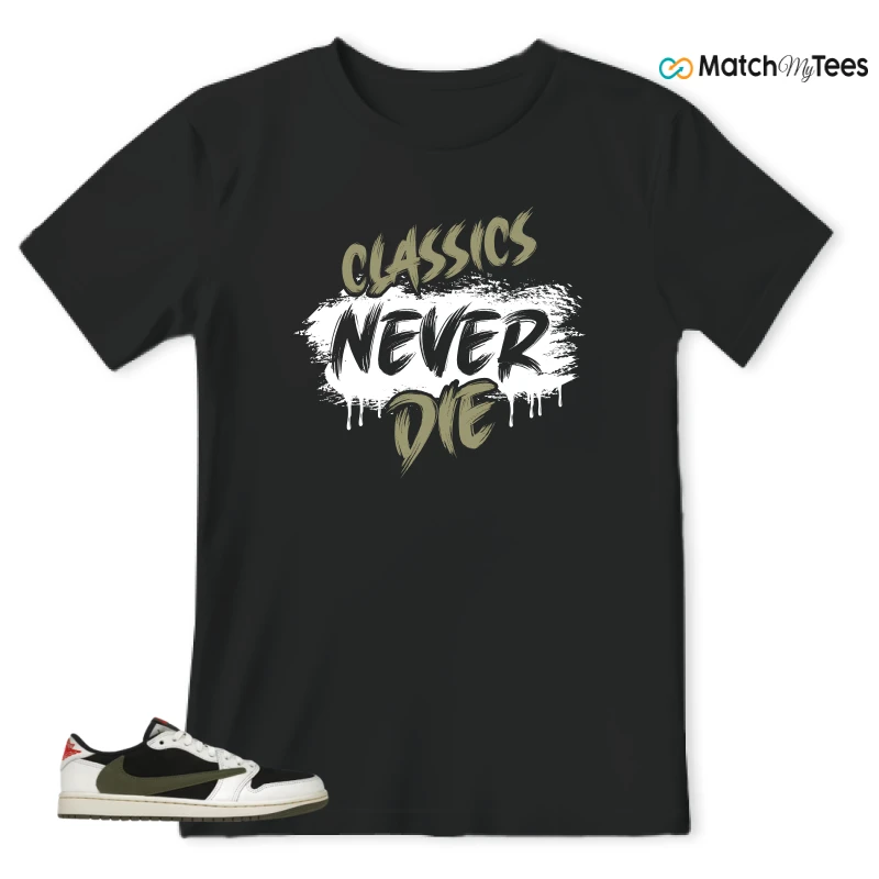 NIKE AIR JORDAN 1 RETRO LOW OG SP TRAVIS SCOTT OLIVE SNEAKER Matching Tees t-shirt