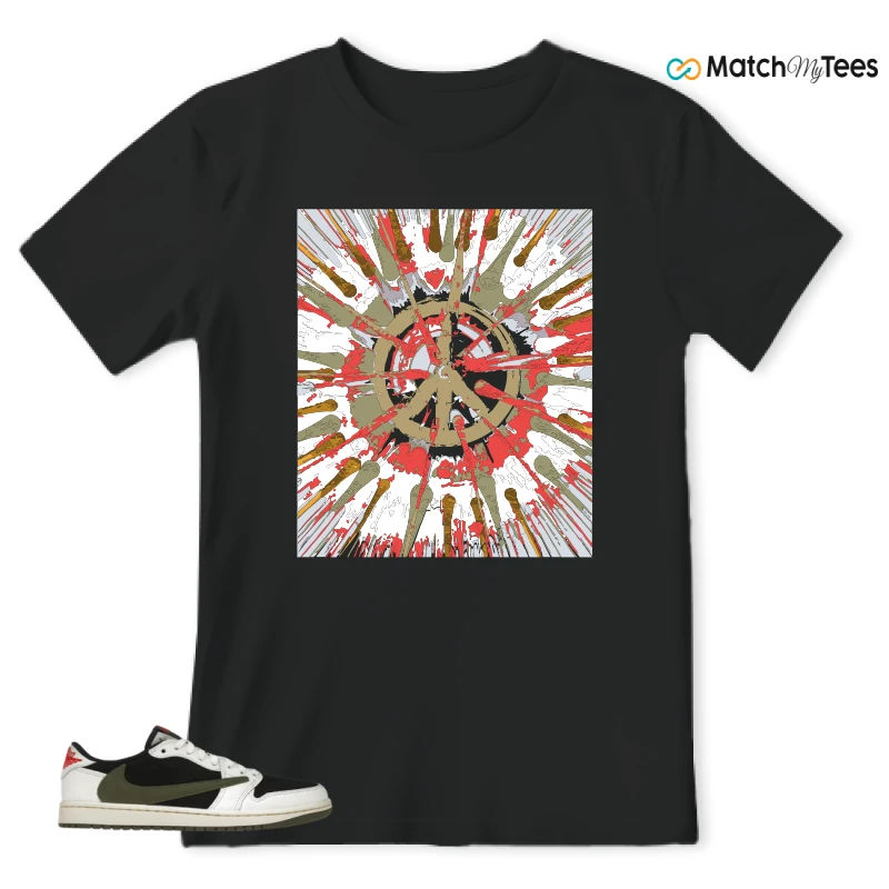 NIKE AIR JORDAN 1 RETRO LOW OG SP TRAVIS SCOTT OLIVE SNEAKER Matching Tees t-shirt