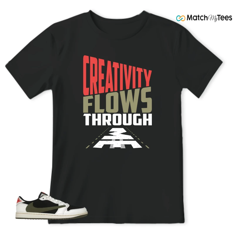 NIKE AIR JORDAN 1 RETRO LOW OG SP TRAVIS SCOTT OLIVE SNEAKER Matching Tees t-shirt