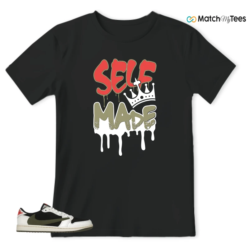 NIKE AIR JORDAN 1 RETRO LOW OG SP TRAVIS SCOTT OLIVE SNEAKER Matching Tees t-shirt