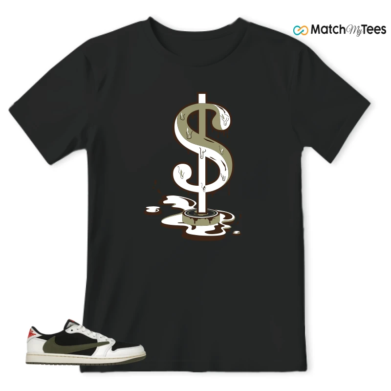 NIKE AIR JORDAN 1 RETRO LOW OG SP TRAVIS SCOTT OLIVE SNEAKER Matching Tees t-shirt