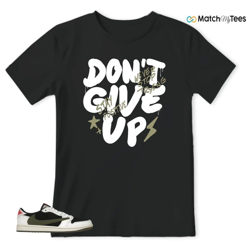 NIKE AIR JORDAN 1 RETRO LOW OG SP TRAVIS SCOTT OLIVE SNEAKER Matching Tees t-shirt