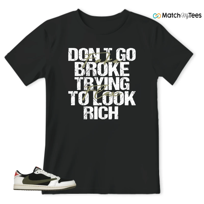 NIKE AIR JORDAN 1 RETRO LOW OG SP TRAVIS SCOTT OLIVE SNEAKER Matching Tees t-shirt