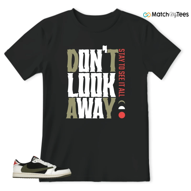 NIKE AIR JORDAN 1 RETRO LOW OG SP TRAVIS SCOTT OLIVE SNEAKER Matching Tees t-shirt