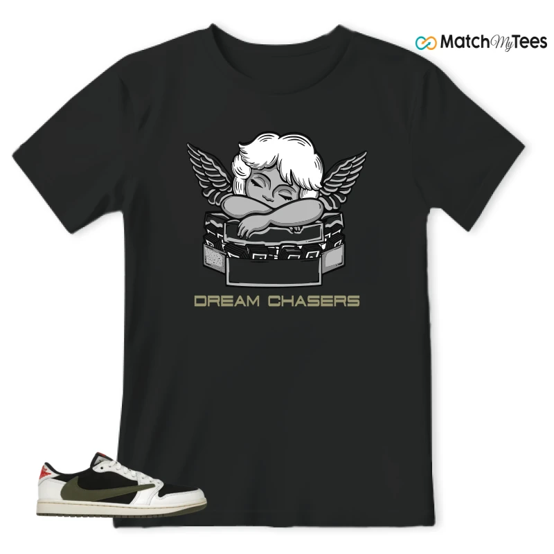 NIKE AIR JORDAN 1 RETRO LOW OG SP TRAVIS SCOTT OLIVE SNEAKER Matching Tees t-shirt