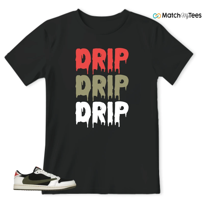NIKE AIR JORDAN 1 RETRO LOW OG SP TRAVIS SCOTT OLIVE SNEAKER Matching Tees t-shirt