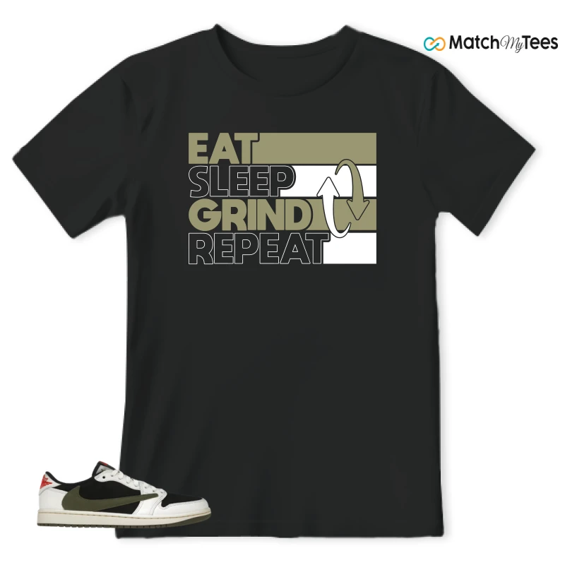 NIKE AIR JORDAN 1 RETRO LOW OG SP TRAVIS SCOTT OLIVE SNEAKER Matching Tees t-shirt