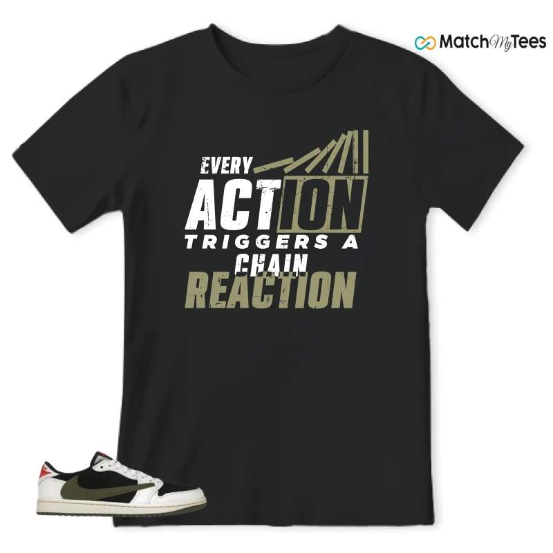 NIKE AIR JORDAN 1 RETRO LOW OG SP TRAVIS SCOTT OLIVE SNEAKER Matching Tees t-shirt