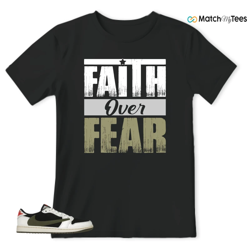 NIKE AIR JORDAN 1 RETRO LOW OG SP TRAVIS SCOTT OLIVE SNEAKER Matching Tees t-shirt