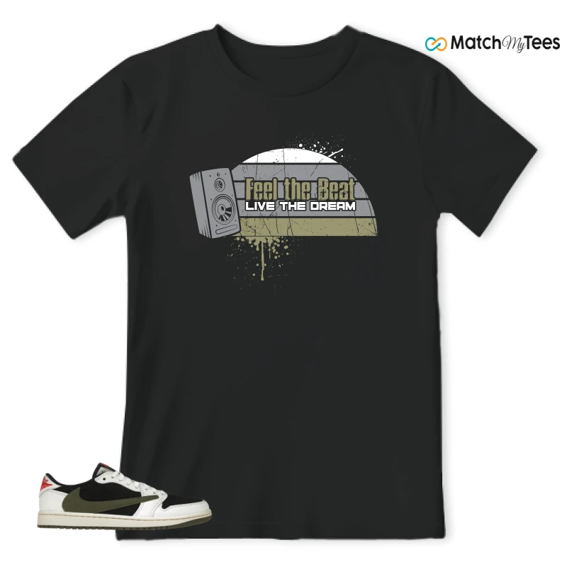 NIKE AIR JORDAN 1 RETRO LOW OG SP TRAVIS SCOTT OLIVE SNEAKER Matching Tees t-shirt