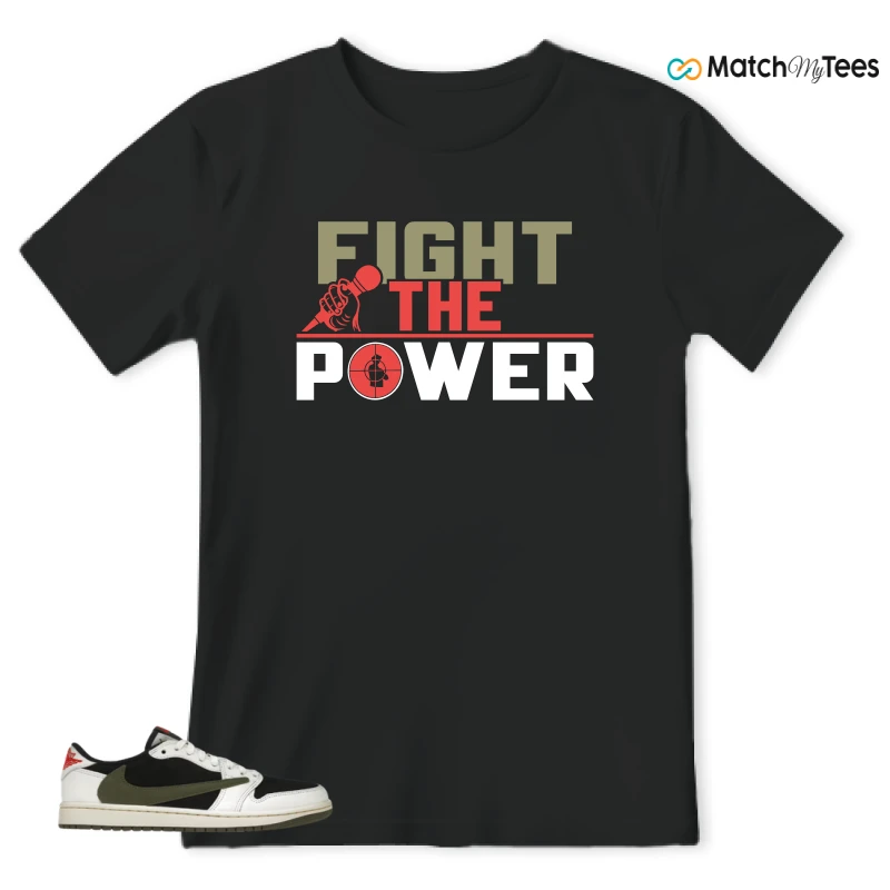 NIKE AIR JORDAN 1 RETRO LOW OG SP TRAVIS SCOTT OLIVE SNEAKER Matching Tees t-shirt