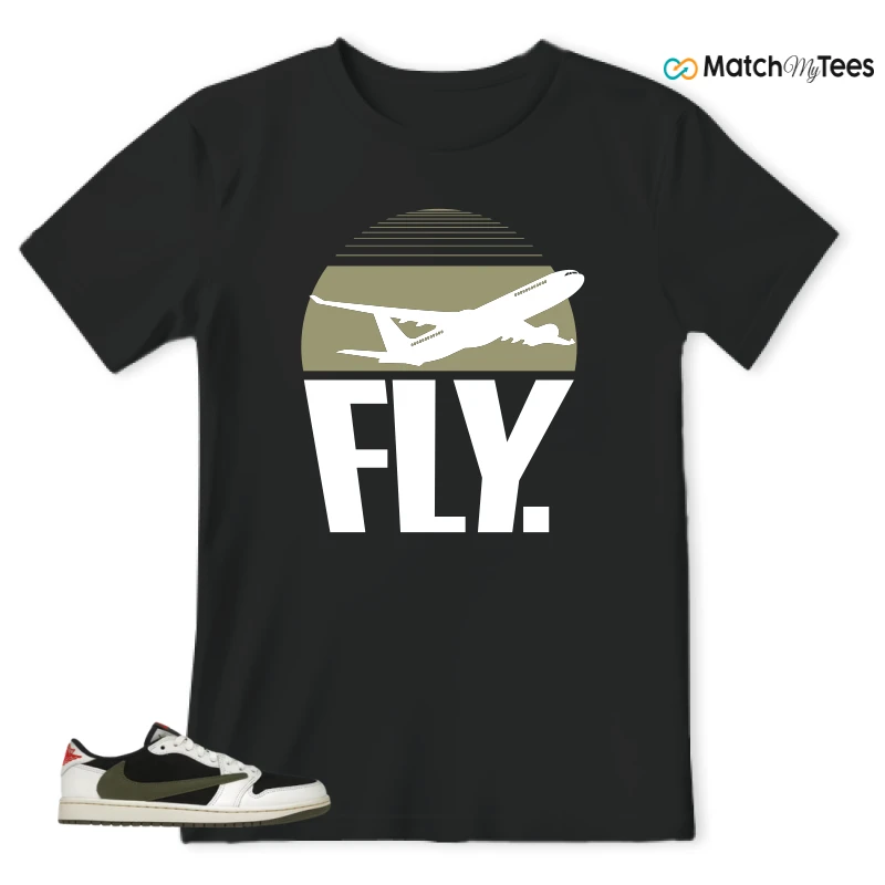 NIKE AIR JORDAN 1 RETRO LOW OG SP TRAVIS SCOTT OLIVE SNEAKER Matching Tees t-shirt
