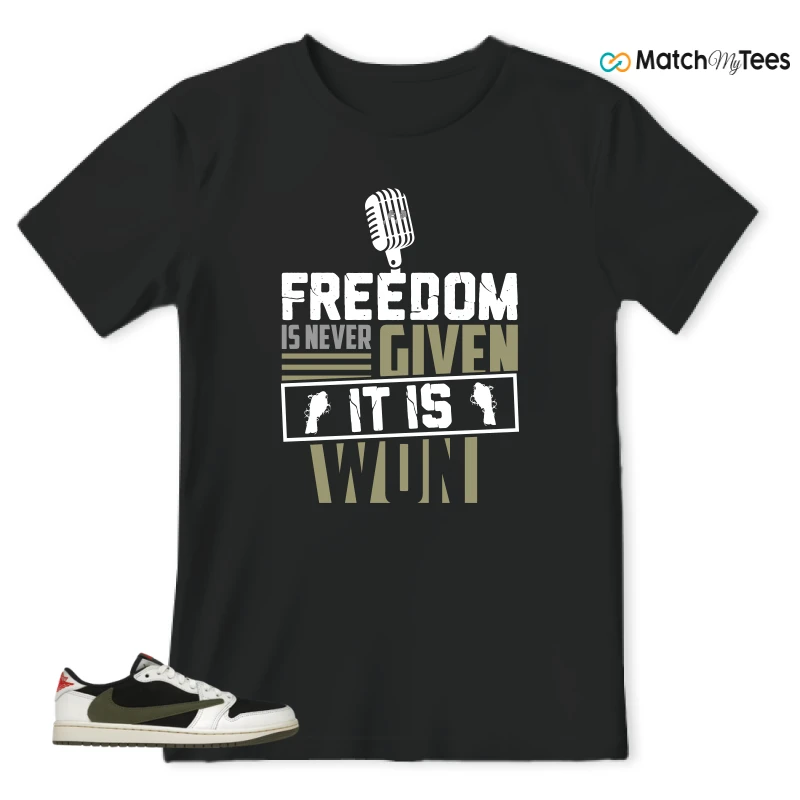NIKE AIR JORDAN 1 RETRO LOW OG SP TRAVIS SCOTT OLIVE SNEAKER Matching Tees t-shirt