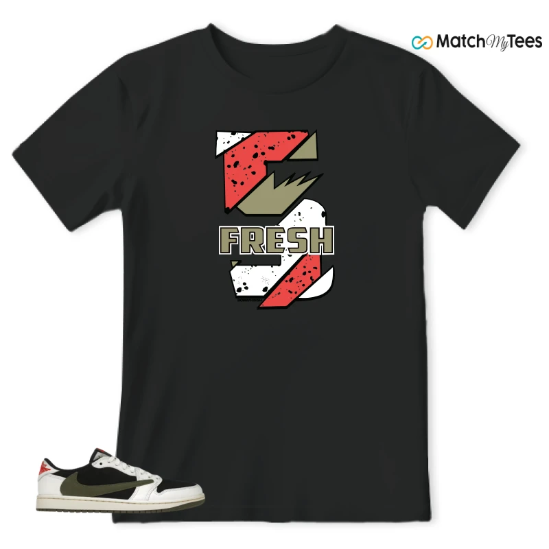 NIKE AIR JORDAN 1 RETRO LOW OG SP TRAVIS SCOTT OLIVE SNEAKER Matching Tees t-shirt