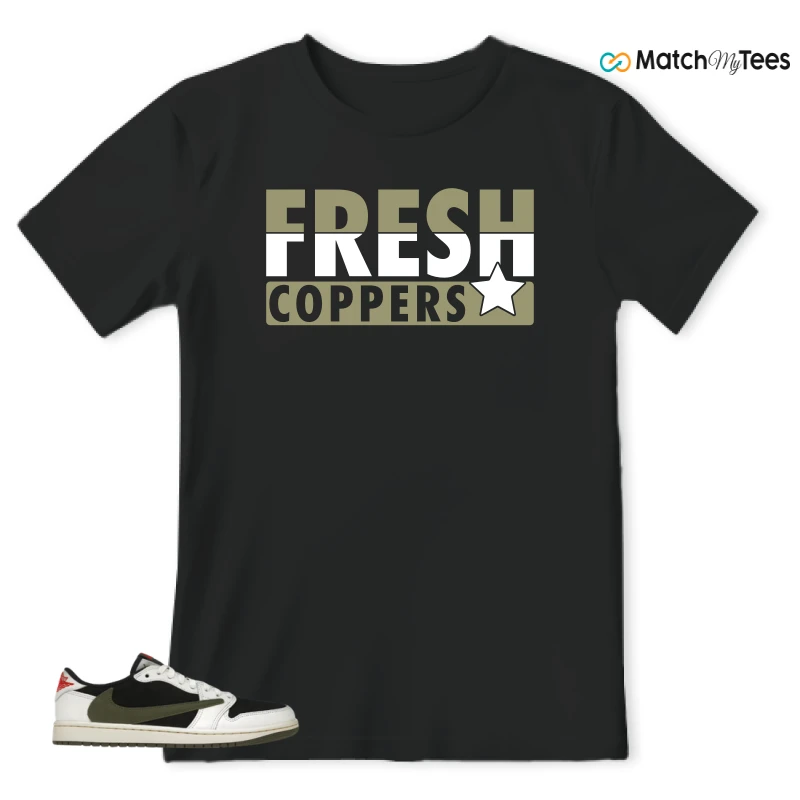 NIKE AIR JORDAN 1 RETRO LOW OG SP TRAVIS SCOTT OLIVE SNEAKER Matching Tees t-shirt