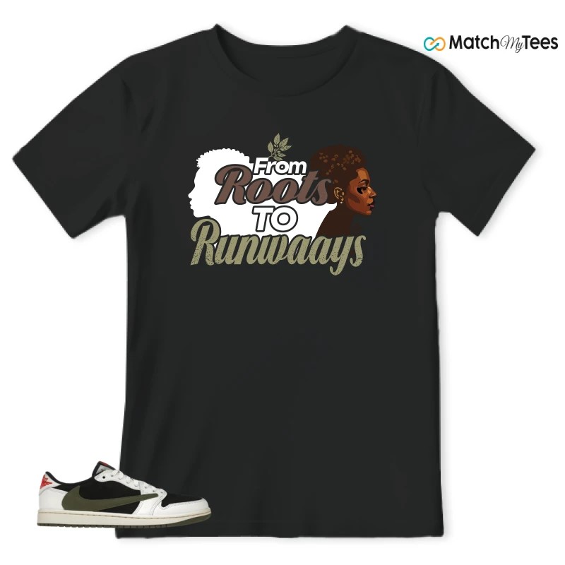 NIKE AIR JORDAN 1 RETRO LOW OG SP TRAVIS SCOTT OLIVE SNEAKER Matching Tees t-shirt