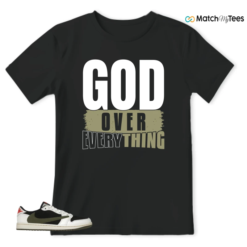 NIKE AIR JORDAN 1 RETRO LOW OG SP TRAVIS SCOTT OLIVE SNEAKER Matching Tees t-shirt