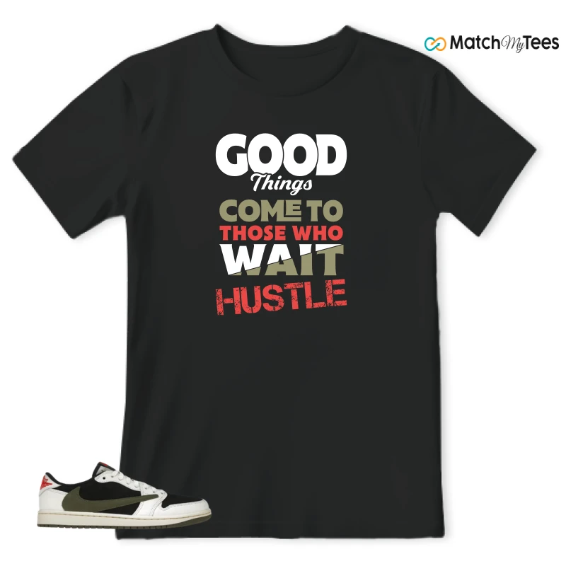 NIKE AIR JORDAN 1 RETRO LOW OG SP TRAVIS SCOTT OLIVE SNEAKER Matching Tees t-shirt