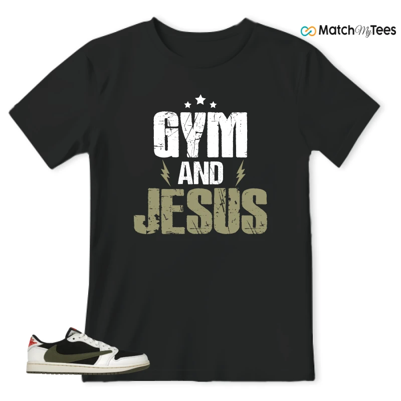NIKE AIR JORDAN 1 RETRO LOW OG SP TRAVIS SCOTT OLIVE SNEAKER Matching Tees t-shirt