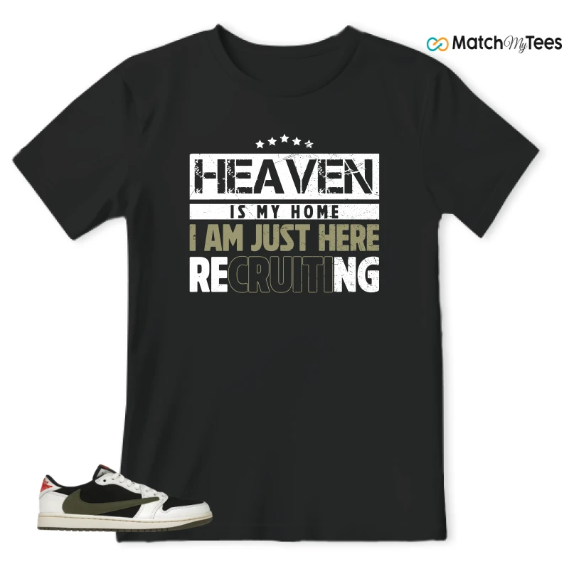 NIKE AIR JORDAN 1 RETRO LOW OG SP TRAVIS SCOTT OLIVE SNEAKER Matching Tees t-shirt