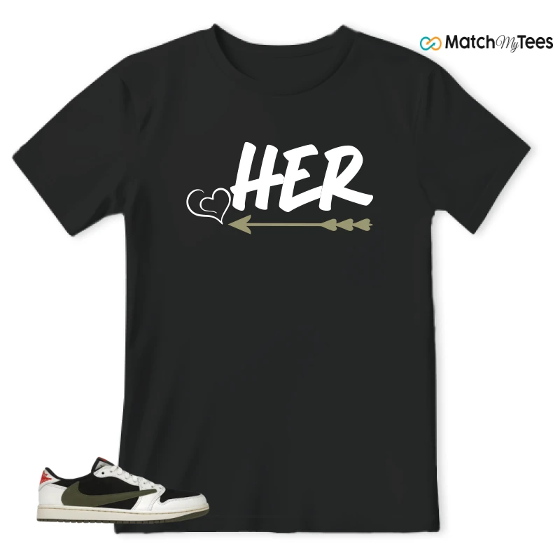 NIKE AIR JORDAN 1 RETRO LOW OG SP TRAVIS SCOTT OLIVE SNEAKER Matching Tees t-shirt