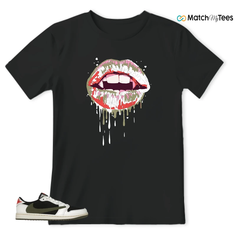 NIKE AIR JORDAN 1 RETRO LOW OG SP TRAVIS SCOTT OLIVE SNEAKER Matching Tees t-shirt