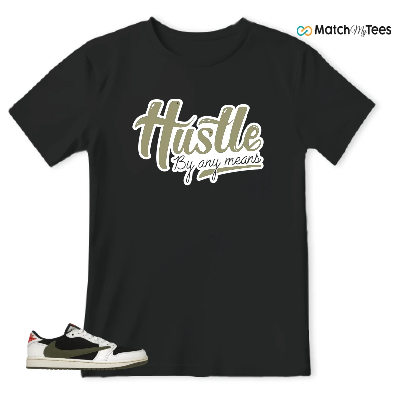 NIKE AIR JORDAN 1 RETRO LOW OG SP TRAVIS SCOTT OLIVE SNEAKER Matching Tees t-shirt