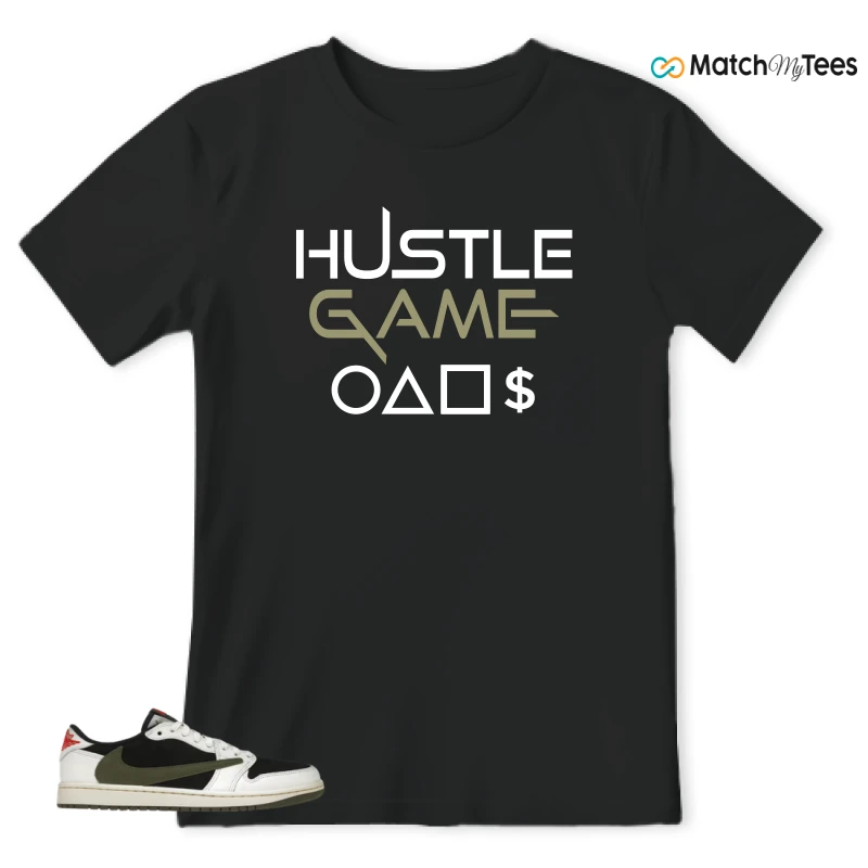NIKE AIR JORDAN 1 RETRO LOW OG SP TRAVIS SCOTT OLIVE SNEAKER Matching Tees t-shirt