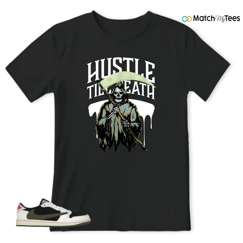 NIKE AIR JORDAN 1 RETRO LOW OG SP TRAVIS SCOTT OLIVE SNEAKER Matching Tees t-shirt