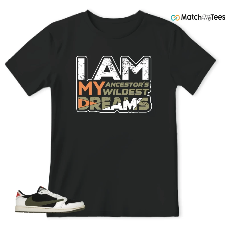 NIKE AIR JORDAN 1 RETRO LOW OG SP TRAVIS SCOTT OLIVE SNEAKER Matching Tees t-shirt